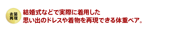 結婚式などで実際に着用した思い出のドレスや着物を再現できる体重ベア。
