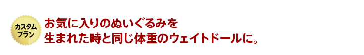 お気に入りのぬいぐるみを生まれた時と同じ体重のウェイトドールに。