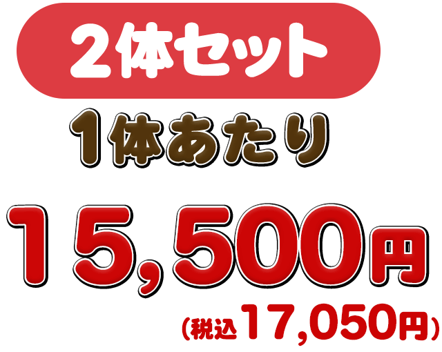 2体セットは1体あたり11,300円(税抜)