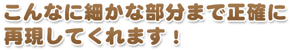 こんなに細かな部分まで正確に再現してくれます！