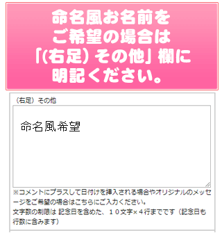  命名風お名前をご希望の場合は  備考欄に明記ください。
