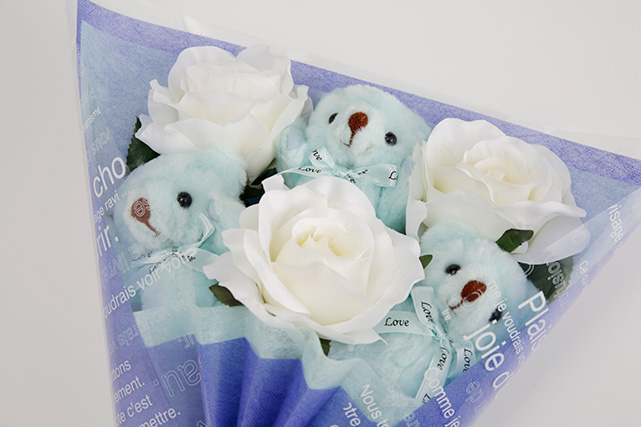 チビ束：スプラッシュ（白色のバラの造花3本付き）