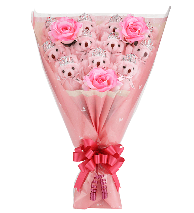くま束・くまブーケスタンダード ハピネスピンク