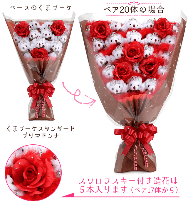 デラックスくまブーケ20本の場合