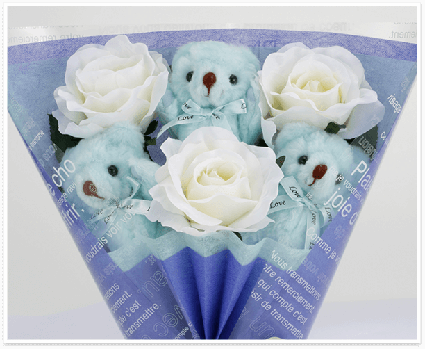 ちび束：スプラッシュ（白色のバラの造花3本付き）