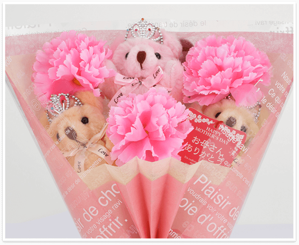 ちび束：アリスカーネーション（ピンク色のカーネーションの造花3本付き）