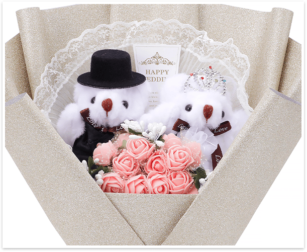 ウェディング用くま束(くまブーケ) マリアージュ・ゴールド