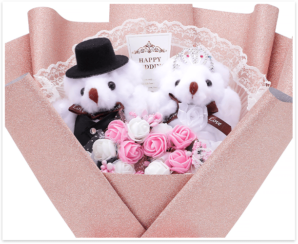 ウェディング用くま束(くまブーケ) マリアージュ・ゴールド