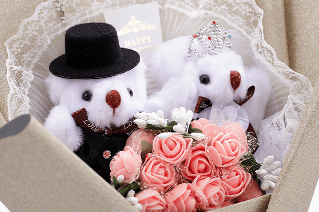 くまブーケ自立型：マリアージュ・ゴールド