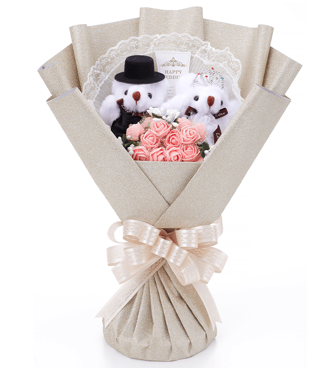 くまブーケ自立型：マリアージュ・ゴールド