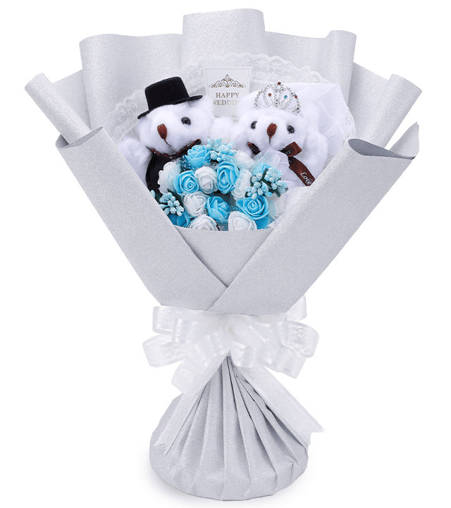 くまブーケ自立型：マリアージュ・シルバー