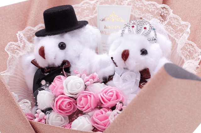 くまブーケ自立型：マリアージュ・ピンク