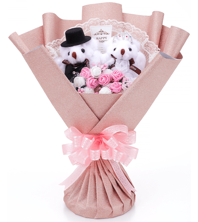 くまブーケ自立型：マリアージュ・ピンク