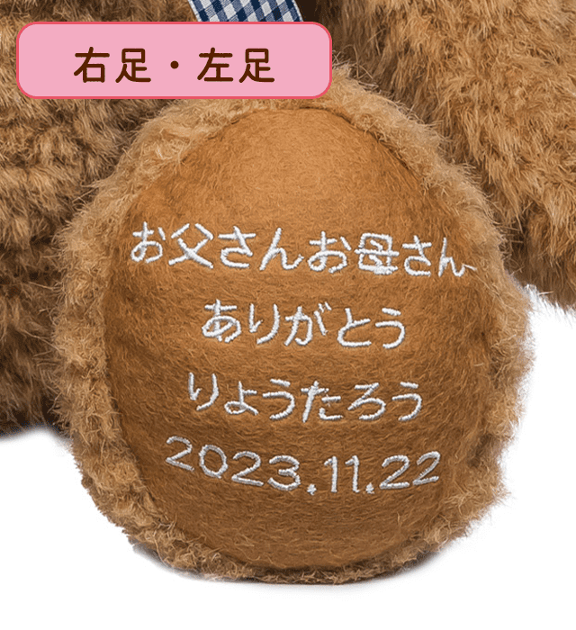 【右足・左足】フリーメッセージ刺繍イメージ