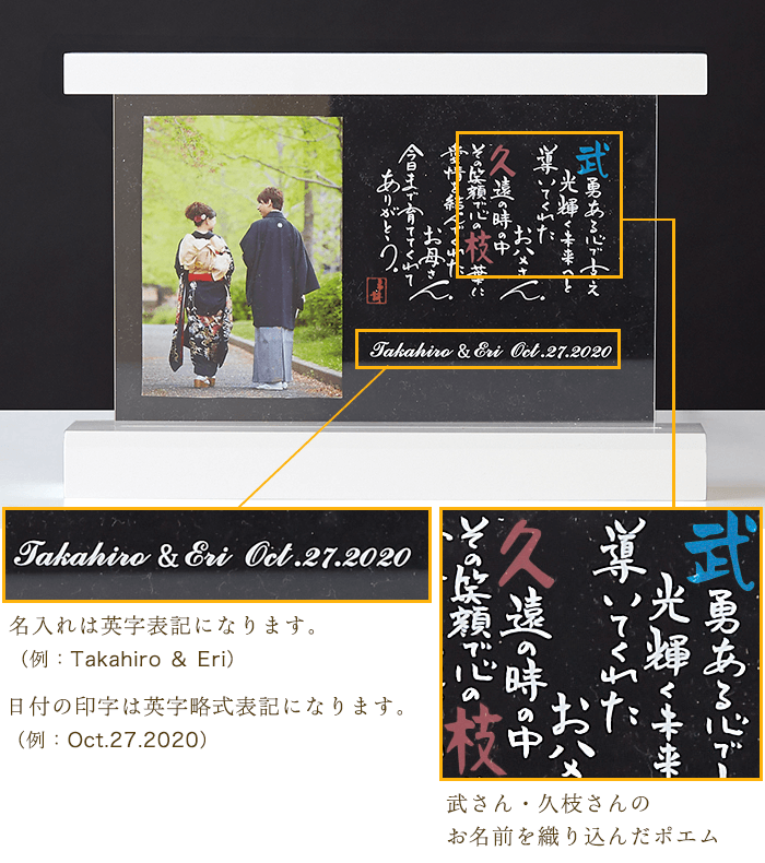 お名前を織り込んだポエムと名入れ