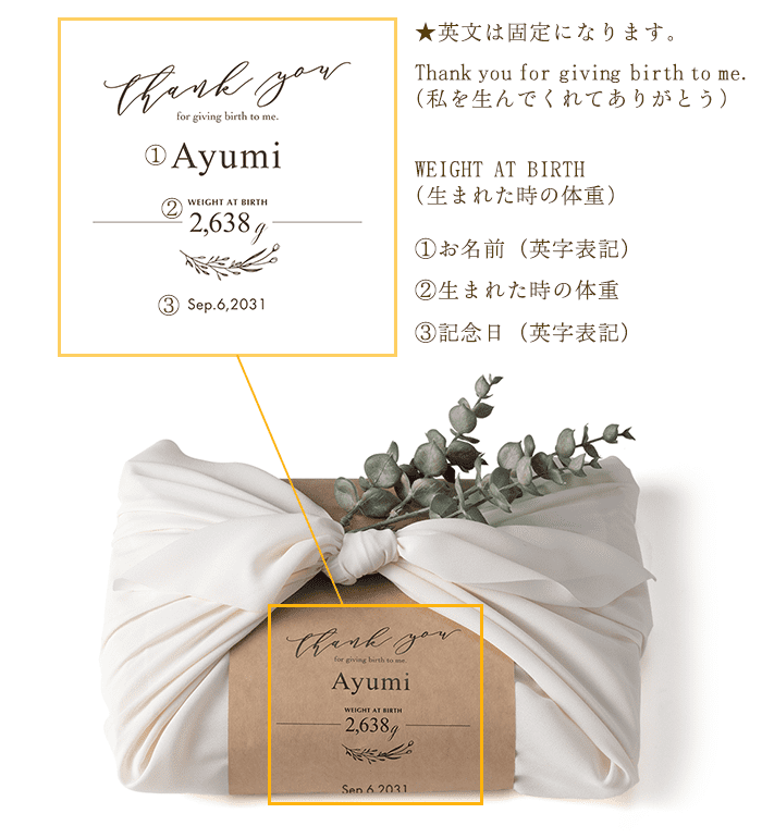 お名前・誕生日・出生体重をお入れします