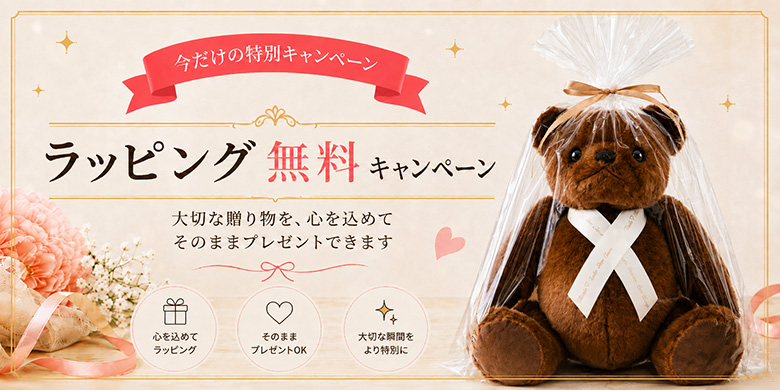今だけの特別キャンペーン ラッピング無料キャンペーン 大切な贈り物を心を込めてそのままプレゼントできます