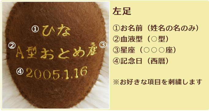 足裏刺繍 左足