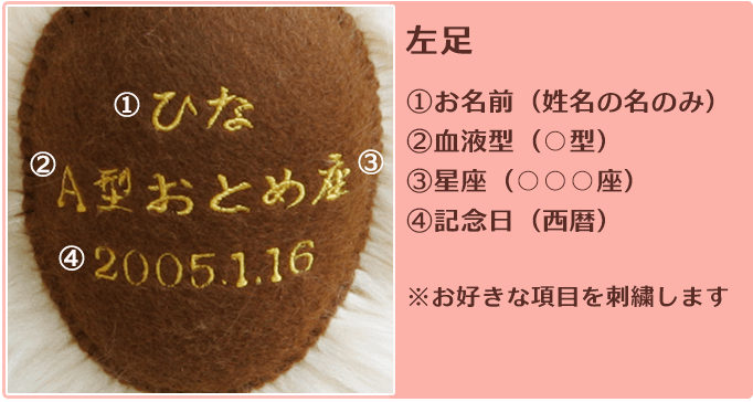 足裏刺繍 左足