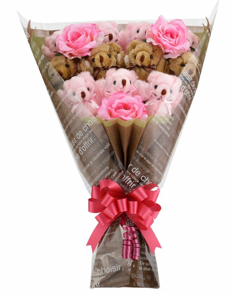 くま束（くまブーケ）スタンダード ピーチブロッサム