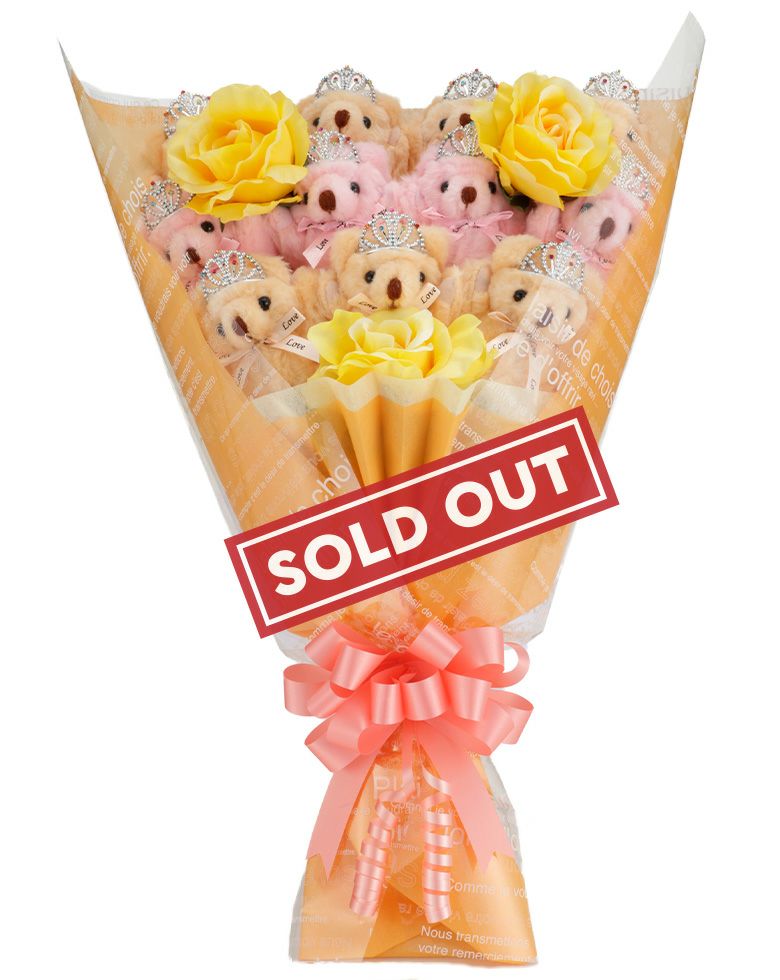 くま束（くまブーケ）スタンダード ピーチプリンセス