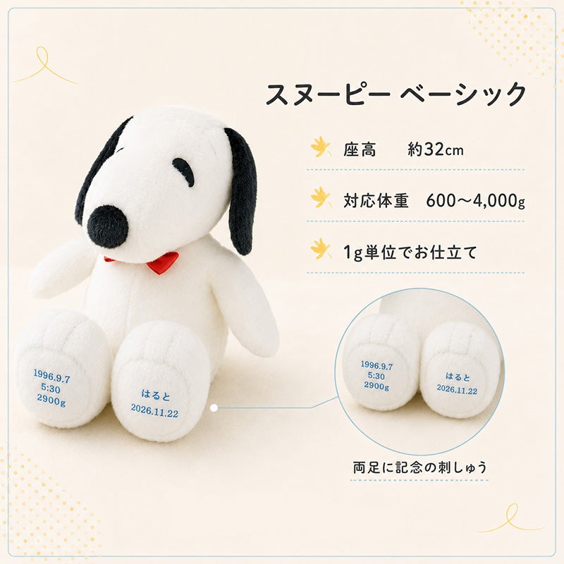 スヌーピー ウェイトドール ベーシックのサイズ