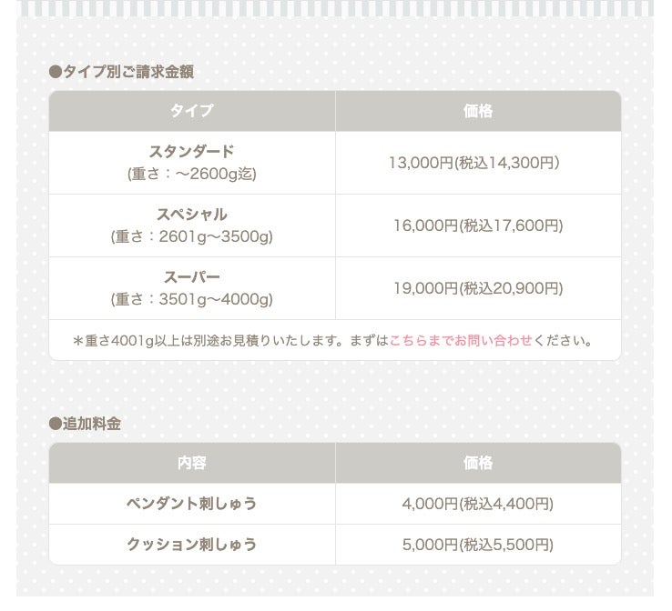 オリジナルウェイトドールの価格