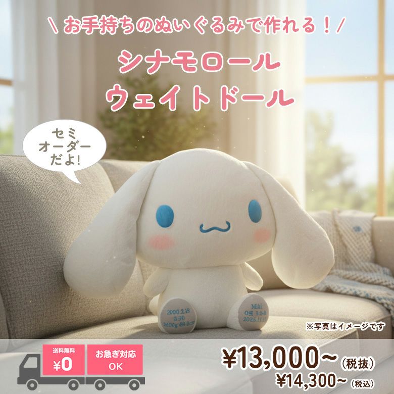 セミオーダー（持ち込み）お好きなぬいぐるみをウェイトドールに