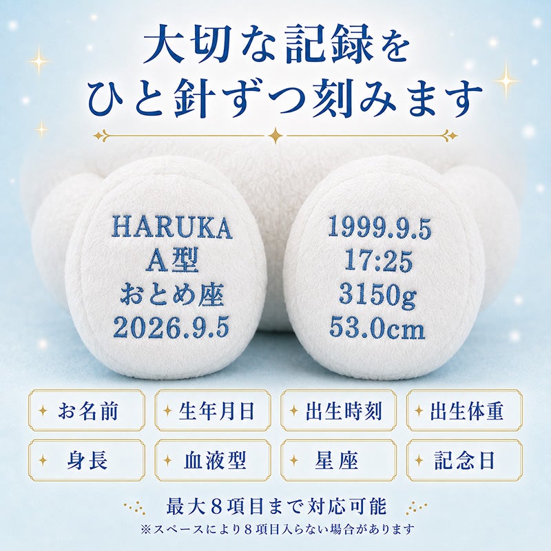 シナモンのウェイトドールの足裏刺しゅう