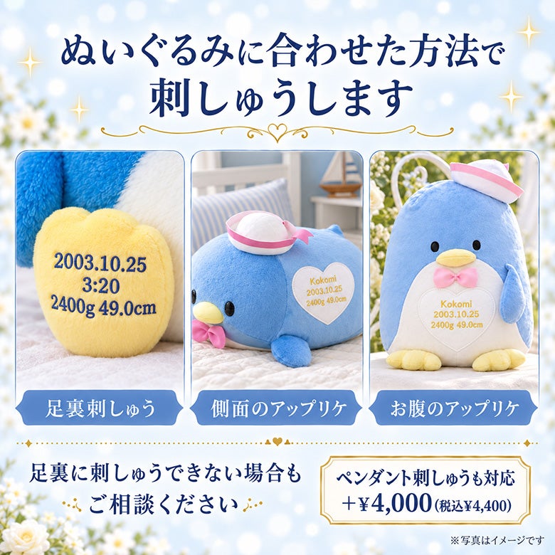 タキシードサムのウェイトドール ぬいぐるみに合わせた方法で刺しゅうします