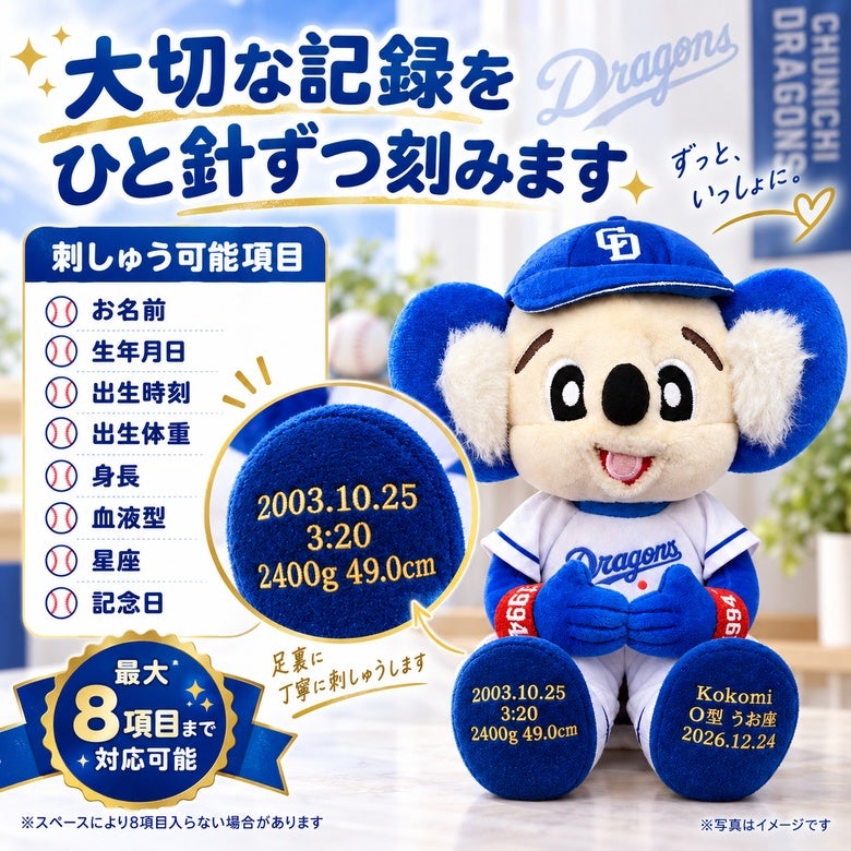 ドアラのウェイトドールの足裏刺しゅう
