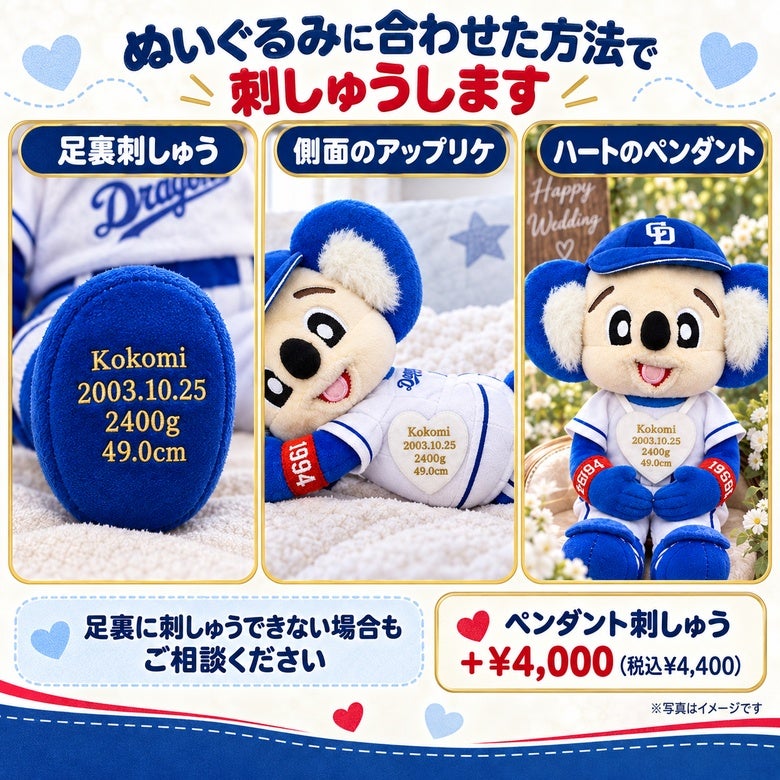 ドアラのウェイトドール ぬいぐるみに合わせた方法で刺しゅうします