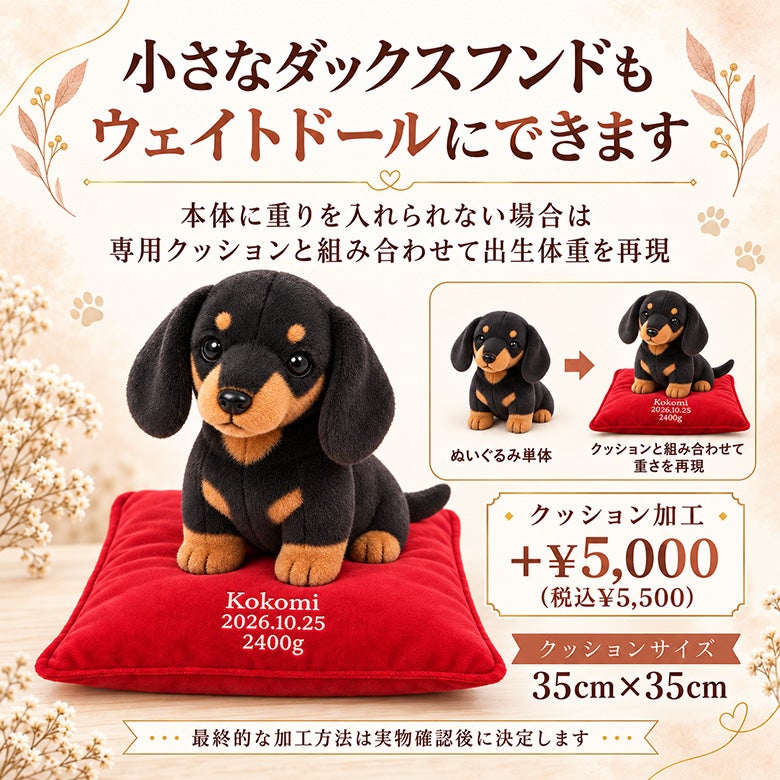 小さなダックスフンドもウェイトドールにできます
