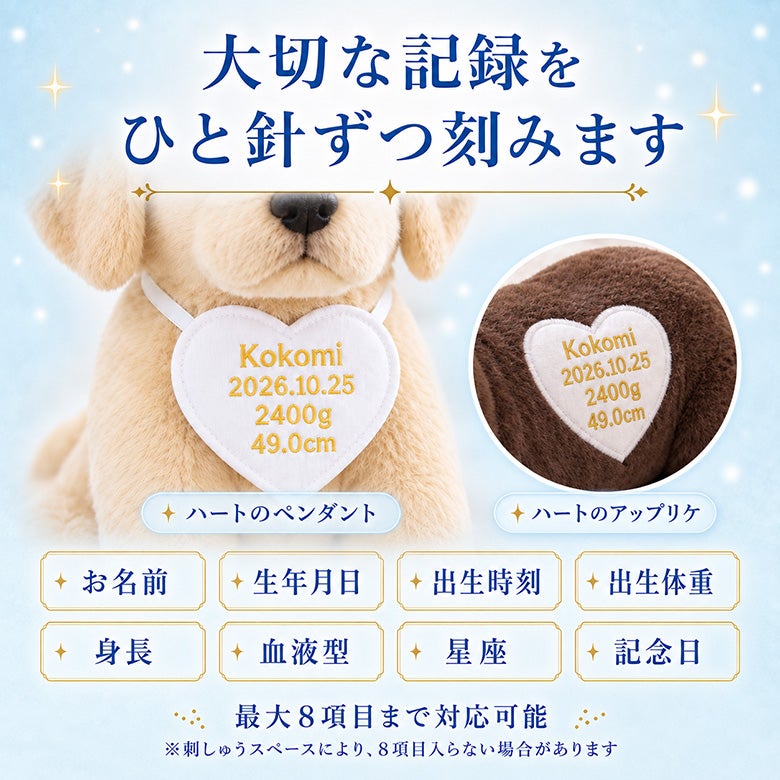 ラブラドールレトリバーのウェイトドール 刺しゅうできる項目