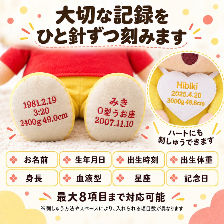 クレヨンしんちゃんのウェイトドールの足裏刺しゅう