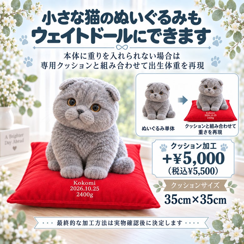 小さな猫もウェイトドールにできます
