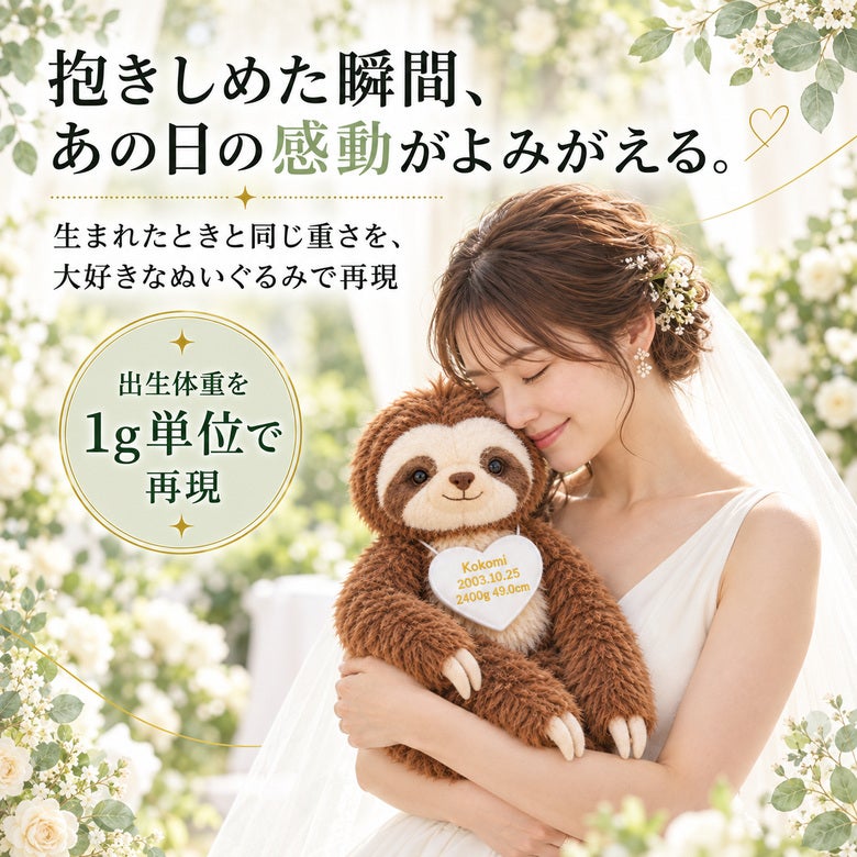 なまけもののウェイトドール 出生体重を1g単位で再現